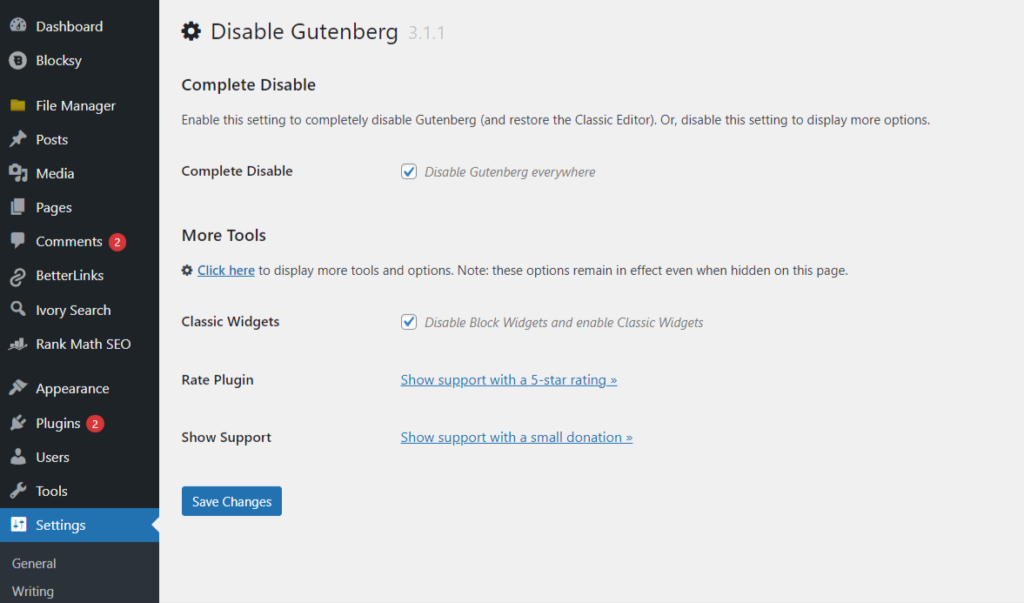 Disable Gutenberg and Use the Classic Editor