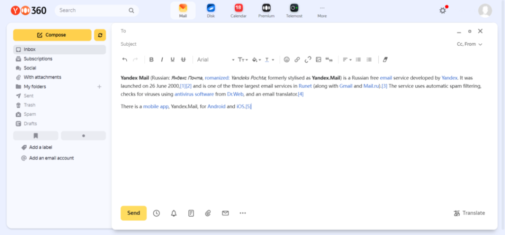 Yandex.Mail: A Feature-Packed Free Email App with Global Appeal